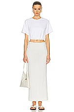 SIMKHAI Jojo Short Sleeve Cropped T-shirt in White, view 4, click to view large image.