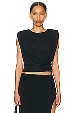 SIMKHAI Daton Draped Top in Black, view 1, click to view large image.