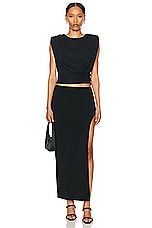 SIMKHAI Daton Draped Top in Black, view 5, click to view large image.