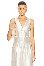SIMKHAI Deb Textured Satin Vest in Cream, view 1, click to view large image.