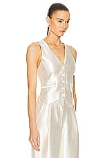 SIMKHAI Deb Textured Satin Vest in Cream, view 2, click to view large image.