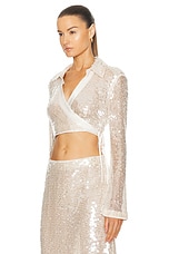 SIMKHAI Finch Crop Wrap Top in Champagne, view 3, click to view large image.