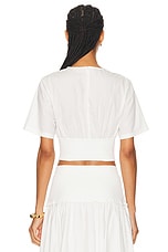 SIMKHAI Adair Crewneck Crop Top in White, view 3, click to view large image.