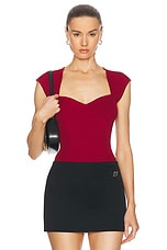 SIMKHAI Barbara Sweetheart Bodysuit in Cherry, view 1, click to view large image.