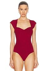 SIMKHAI Barbara Sweetheart Bodysuit in Cherry, view 2, click to view large image.
