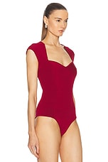 SIMKHAI Barbara Sweetheart Bodysuit in Cherry, view 3, click to view large image.