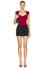 SIMKHAI Barbara Sweetheart Bodysuit in Cherry, view 5, click to view large image.