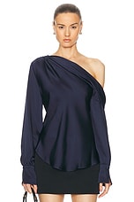 SIMKHAI Alice One Shoulder Top in Midnight, view 1, click to view large image.