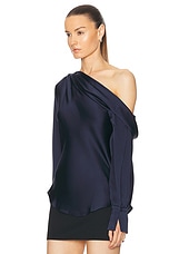 SIMKHAI Alice One Shoulder Top in Midnight, view 3, click to view large image.