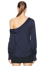 SIMKHAI Alice One Shoulder Top in Midnight, view 4, click to view large image.