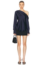 SIMKHAI Alice One Shoulder Top in Midnight, view 5, click to view large image.