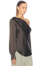 SIMKHAI Alice One Shoulder Top in Chocolate, view 2, click to view large image.