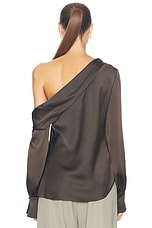 SIMKHAI Alice One Shoulder Top in Chocolate, view 4, click to view large image.