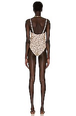 SIMKHAI Noa Swimsuit in Palm Leaf Coffee Print, view 3, click to view large image.