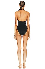 SIMKHAI Bindi Pearl Swimsuit in Black, view 3, click to view large image.
