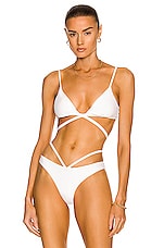 SIMKHAI Harlen Bikini Top in White, view 1, click to view large image.