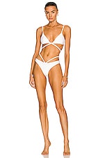 SIMKHAI Harlen Bikini Top in White, view 4, click to view large image.