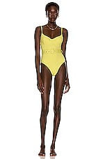 SIMKHAI Noa Swimsuit in Lime, view 1, click to view large image.