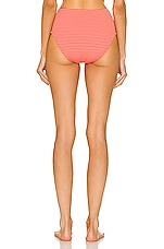 SIMKHAI High Waisted Bikini Bottom in Chili Stripe, view 3, click to view large image.