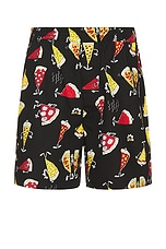 Junya Watanabe Broad Print Lousy Livin Boxer Shorts in Black & Red, view 1, click to view large image.