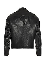 Junya Watanabe Oiled Leather Jacket in Black & White, view 2, click to view large image.