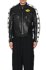 Junya Watanabe Oiled Leather Jacket in Black & White, view 5, click to view large image.