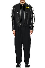 Junya Watanabe Oiled Leather Jacket in Black & White, view 6, click to view large image.