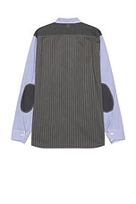 Junya Watanabe Stripe Shirt in Navy, Sax, White, & Grey, view 2, click to view large image.