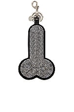 JW Anderson Crystal Penis Keyring in Black, view 1, click to view large image.