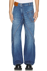 JW Anderson Twisted Workwear Jeans in Light Blue, view 4, click to view large image.