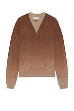 JW Anderson V-Neck Gradient Jumper in Chocolate Brown, view 1, click to view large image.