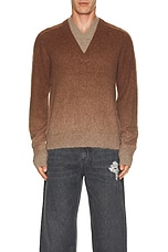 JW Anderson V-Neck Gradient Jumper in Chocolate Brown, view 3, click to view large image.