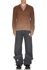 JW Anderson V-Neck Gradient Jumper in Chocolate Brown, view 4, click to view large image.