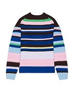 JW Anderson Multi Stripe Crew Neck Jumper in Blue & Multi, view 2, click to view large image.