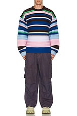 JW Anderson Multi Stripe Crew Neck Jumper in Blue & Multi, view 4, click to view large image.