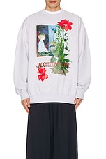 JW Anderson Relaxed Fit Printed Sweatshirt in Light Grey Melange, view 4, click to view large image.