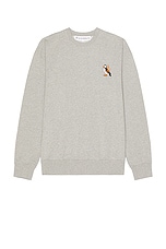 JW Anderson Puffin Embroidery Sweatshirt in Mid Grey Melange, view 1, click to view large image.