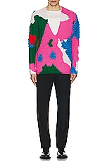 JW Anderson Textured V Cutout Jumper in Pink & Multi, view 5, click to view large image.