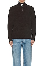 JW Anderson Boucle Henley Jumper in Brown, view 3, click to view large image.