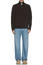 JW Anderson Boucle Henley Jumper in Brown, view 4, click to view large image.