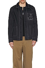 JW Anderson Contrast Seam Workwear Jacket in Black, view 3, click to view large image.