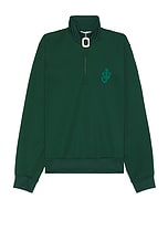 JW Anderson Anchor Half Zip Track Top in Racing Green, view 1, click to view large image.