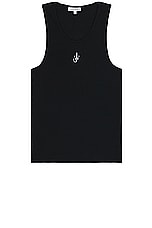 JW Anderson Anchor Embroidery Tank Top in Black, view 1, click to view large image.
