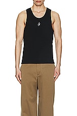 JW Anderson Anchor Embroidery Tank Top in Black, view 4, click to view large image.