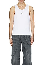 JW Anderson Anchor Embroidery Tank Top in White, view 4, click to view large image.