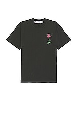 JW Anderson Pol Thistle Embroidery T-Shirt in Charcoal, view 1, click to view large image.