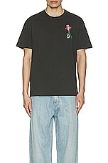 JW Anderson Pol Thistle Embroidery T-Shirt in Charcoal, view 4, click to view large image.