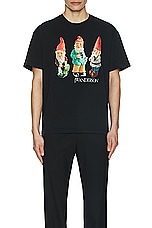 JW Anderson Gnome Trio T-Shirt in Black, view 3, click to view large image.