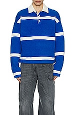 JW Anderson Structured Polo Top in Azure Blue, view 4, click to view large image.