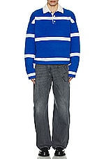 JW Anderson Structured Polo Top in Azure Blue, view 5, click to view large image.